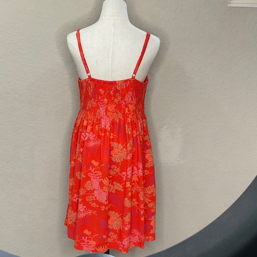 423 - Floral Orange Sleeveless Dress - Picture 3 of 6
